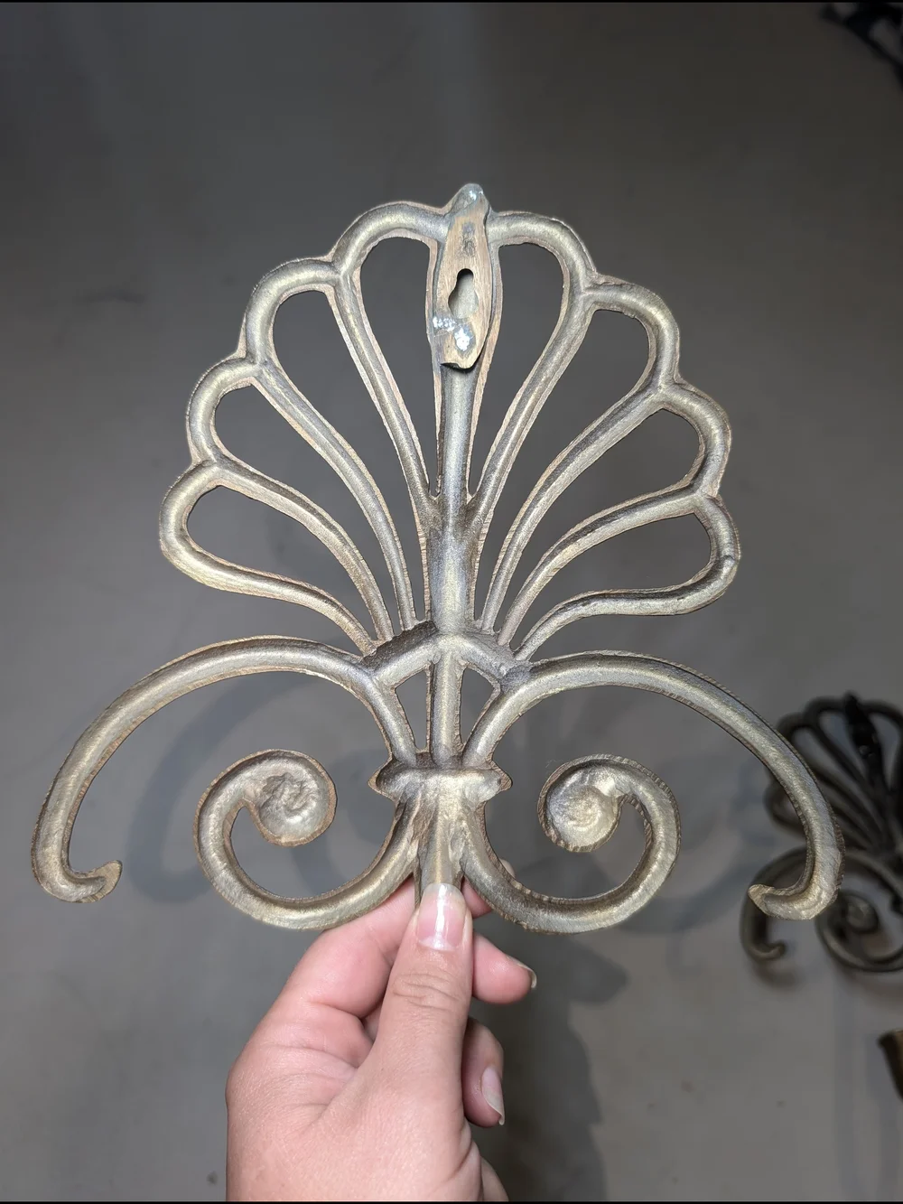 Vintage Solid Brass Mid-Century Art Deco Metal Wall Taper Candle Sconce Shell